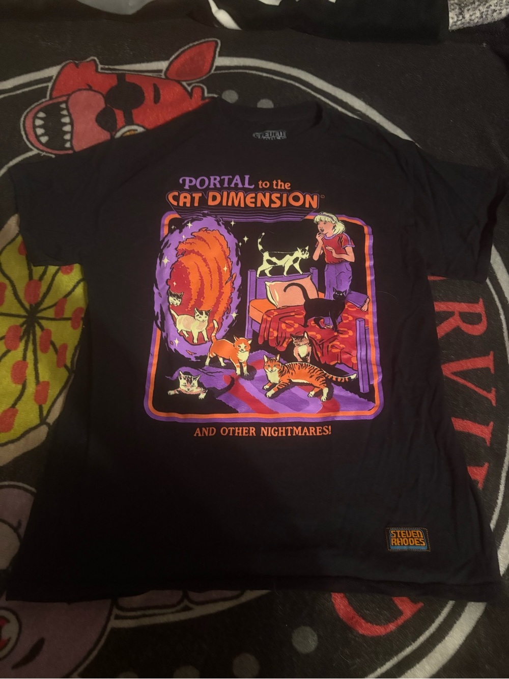 Spirit Portal to the Cat Dimension Black Graphic Tee